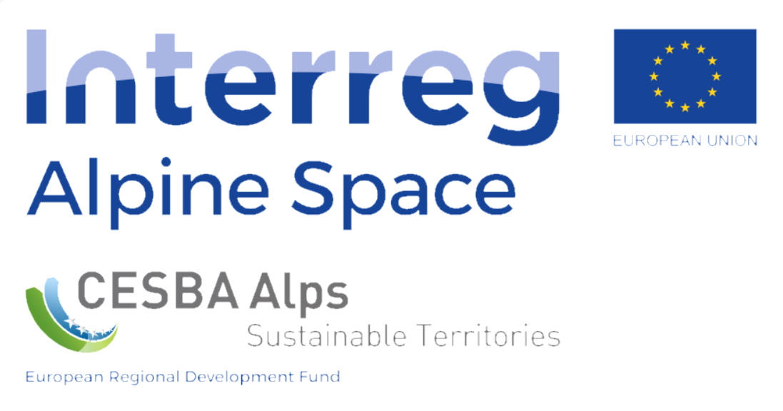 Logo Interreg Alpine space, progetto CESBA Alps