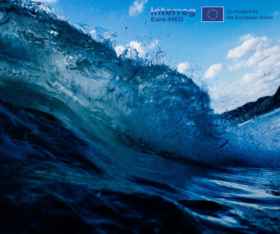 immagine di onda marina con logo Euro-MED